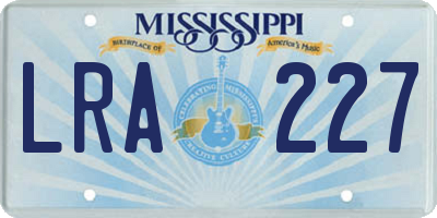 MS license plate LRA227