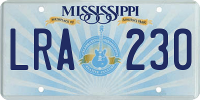 MS license plate LRA230