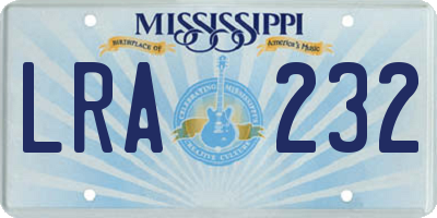 MS license plate LRA232