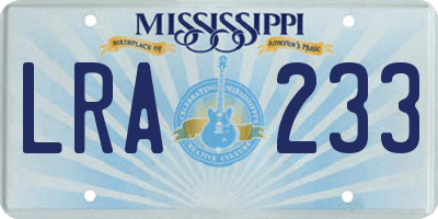 MS license plate LRA233