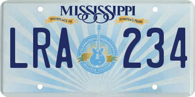 MS license plate LRA234