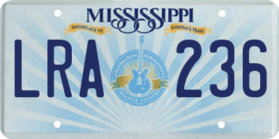 MS license plate LRA236
