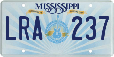 MS license plate LRA237