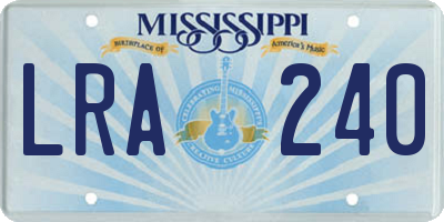 MS license plate LRA240