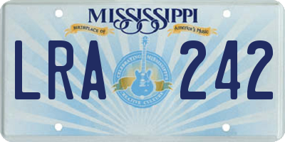 MS license plate LRA242
