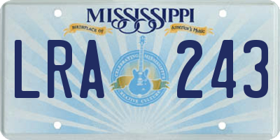 MS license plate LRA243