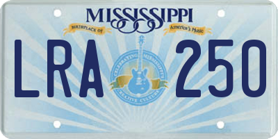 MS license plate LRA250