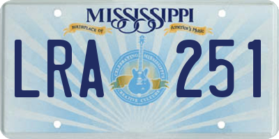 MS license plate LRA251