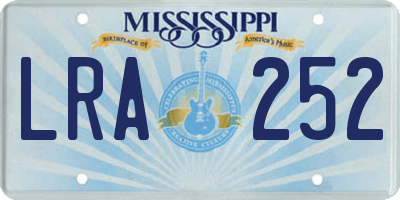 MS license plate LRA252