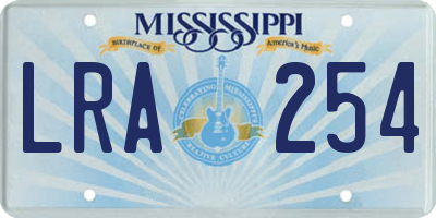 MS license plate LRA254