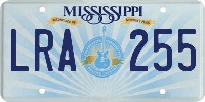 MS license plate LRA255