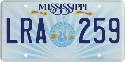 MS license plate LRA259