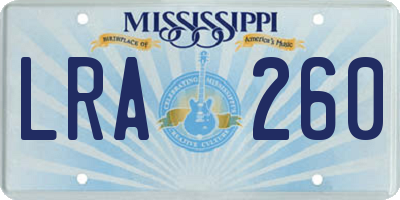 MS license plate LRA260