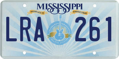 MS license plate LRA261