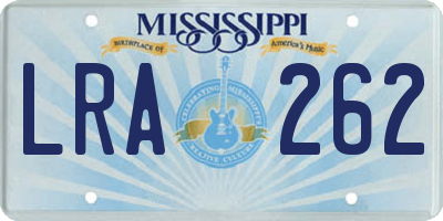 MS license plate LRA262