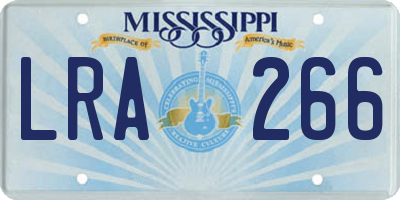 MS license plate LRA266