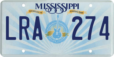 MS license plate LRA274