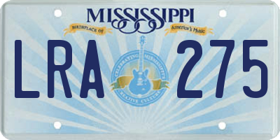 MS license plate LRA275