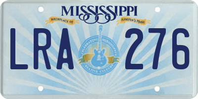 MS license plate LRA276