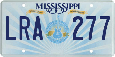MS license plate LRA277