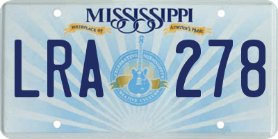 MS license plate LRA278