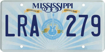 MS license plate LRA279