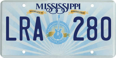 MS license plate LRA280