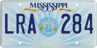 MS license plate LRA284