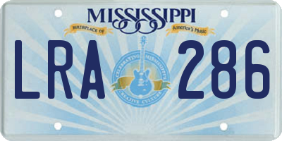 MS license plate LRA286
