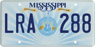 MS license plate LRA288