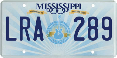 MS license plate LRA289