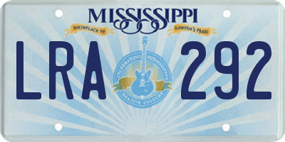MS license plate LRA292