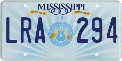 MS license plate LRA294