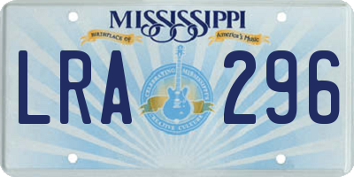 MS license plate LRA296
