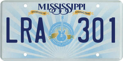 MS license plate LRA301