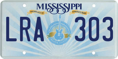 MS license plate LRA303