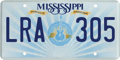 MS license plate LRA305