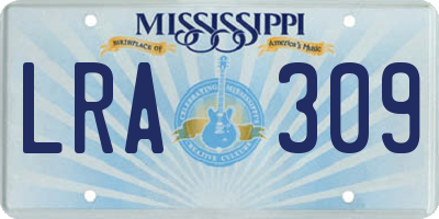 MS license plate LRA309