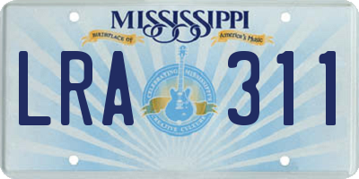 MS license plate LRA311