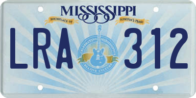 MS license plate LRA312