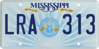 MS license plate LRA313