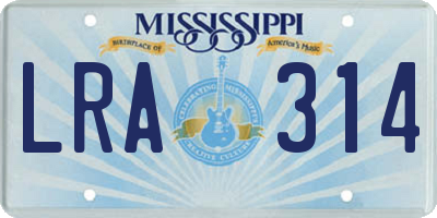 MS license plate LRA314