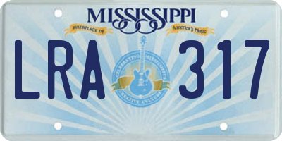 MS license plate LRA317