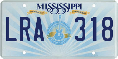 MS license plate LRA318
