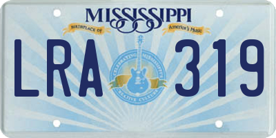 MS license plate LRA319