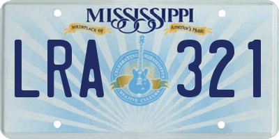 MS license plate LRA321