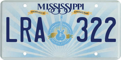 MS license plate LRA322