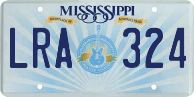 MS license plate LRA324