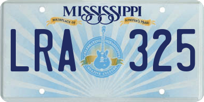 MS license plate LRA325