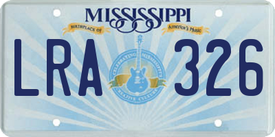 MS license plate LRA326
